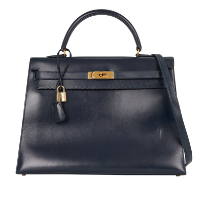 Kelly 35, £8,500, Handbags, Navy, Leather, Front view